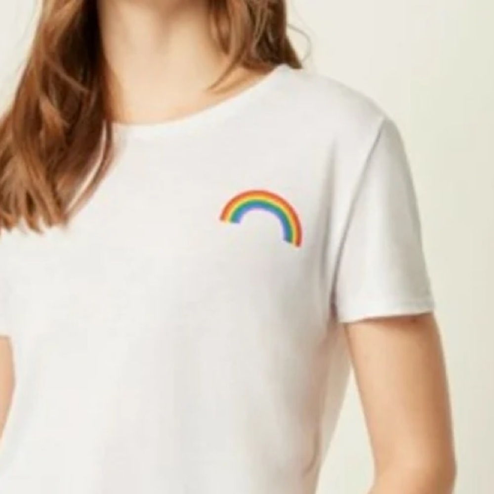 NEW FRENCH CONNECTION Rainbow Pride BoyFit Tee Unisex Summer White  - Size XL